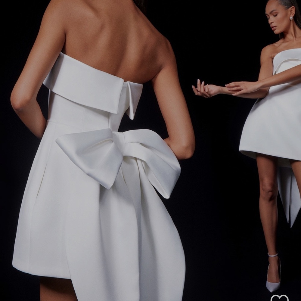 NADINE MERABI Strapless White Dress